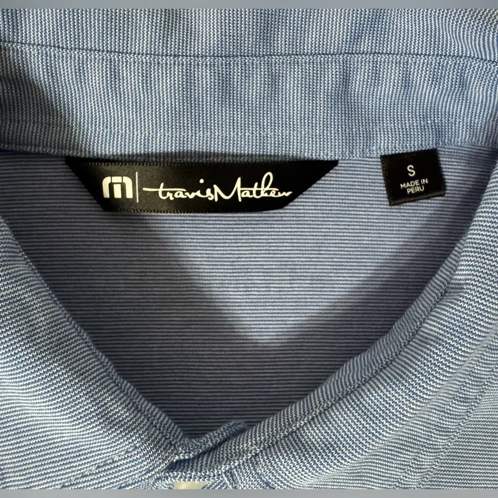 Travis Mathew Micro Stripe Golf Polo Shirt Short Sleeve Wicking Breathable Small